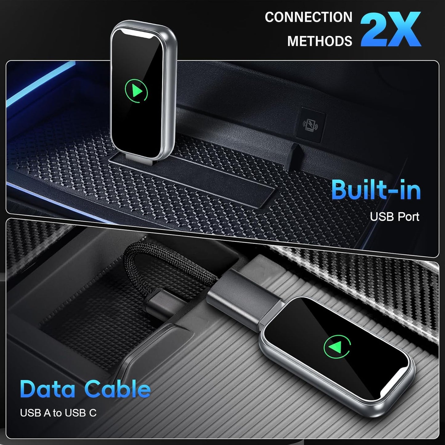 2 az 1-ben Wireless CarPlay és Android Auto Adapter – Vezeték nélküli autós kapcsolat egyszerűen