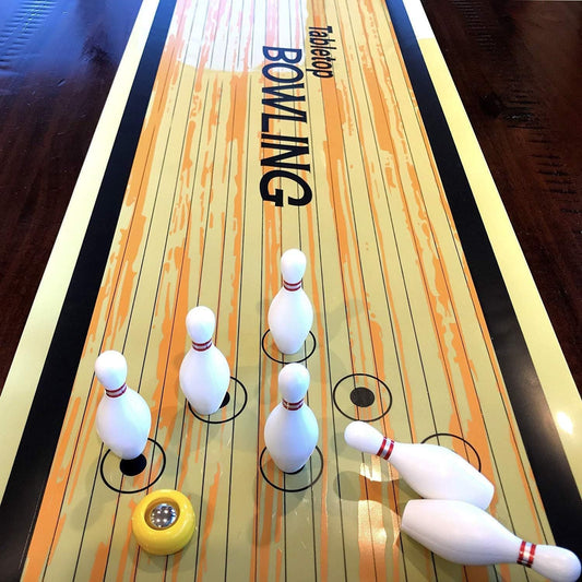Asztali Bowling Játék – Hordozható Családi Társasjáték Gyerekeknek és Felnőtteknek, Extra Nagy Játékszőnyeggel