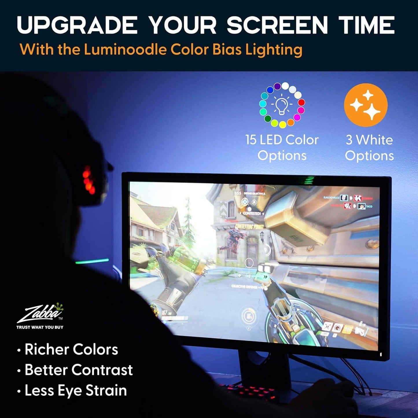 Luminoodle Color RGB TV Háttérvilágítás – Színváltós LED Szalag Monitorokhoz és TV-khez