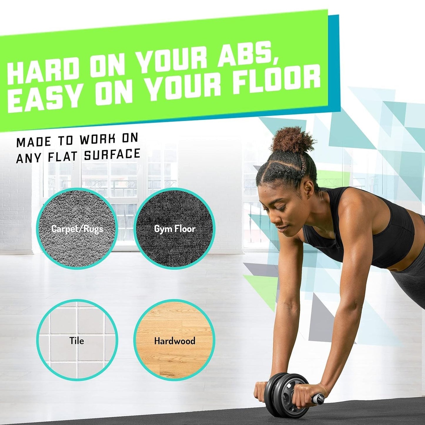 Dupla Kerekes Hasizom Kerék - Ab Roller Edzőkerék Csúszásmentes Markolattal