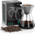 Pour Over Kávékészítő 800ml - Üveg Kanna Fém Szűrővel, Kézi Filteres Kávéfőző