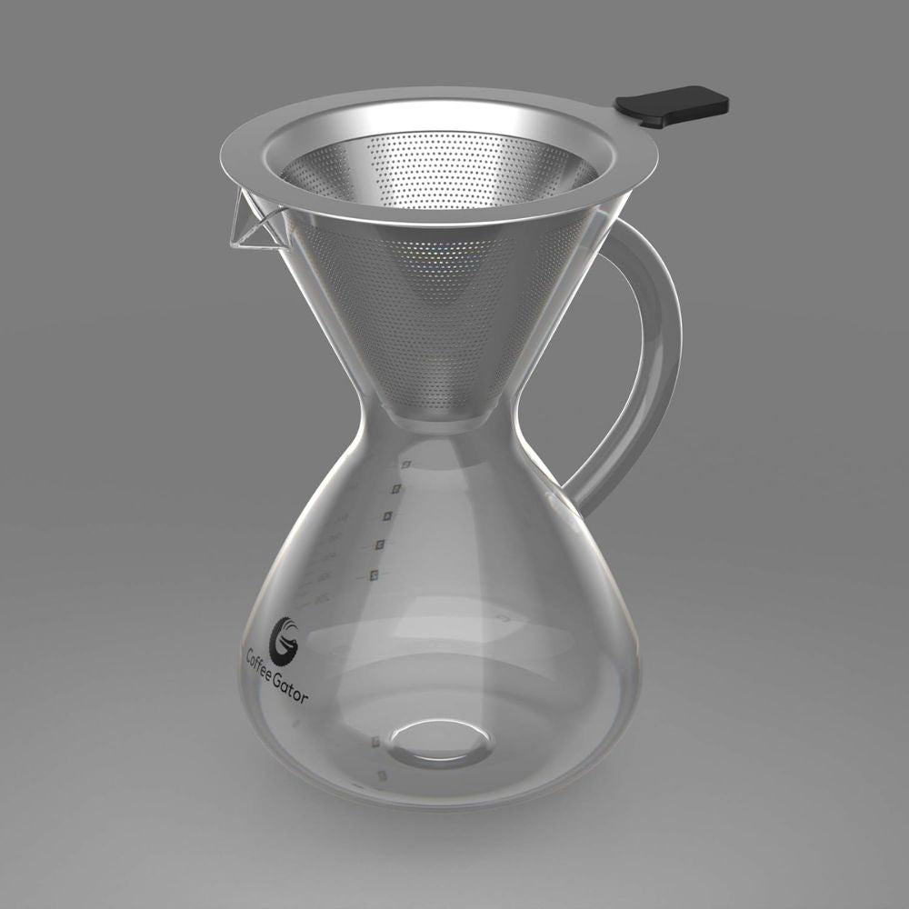 Pour Over Kávékészítő 800ml - Üveg Kanna Fém Szűrővel, Kézi Filteres Kávéfőző