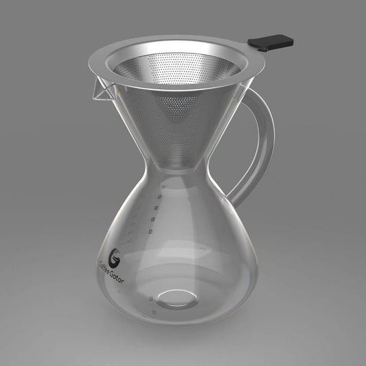 Pour Over Kávékészítő 800ml - Üveg Kanna Fém Szűrővel, Kézi Filteres Kávéfőző