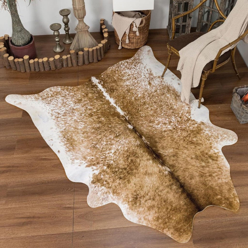 Taleta Rusztikus Műbőr Szőnyeg – Marhabőr Mintás Nagyméretű Szobai Szőnyeg (155x190 cm)