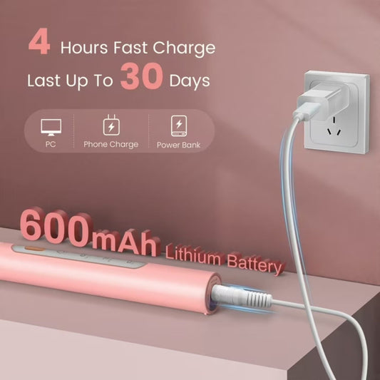 Sejoy TB8132A-CE Rózsaszín Szonikus Elektromos Fogkefe - USB Töltéssel, 3 Tisztítási Móddal