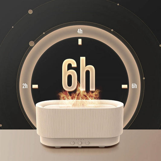 3D Lánghatású Aromaterápiás Diffúzor és Ultrahangos Párásító – LED Hangulatfénnyel, USB-C Tápkábellel, 300 ml