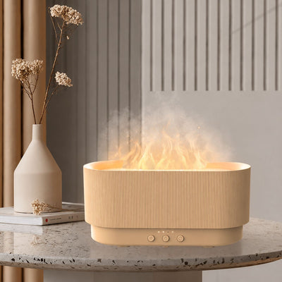 3D Lánghatású Aromaterápiás Diffúzor és Ultrahangos Párásító – LED Hangulatfénnyel, USB-C Tápkábellel, 300 ml