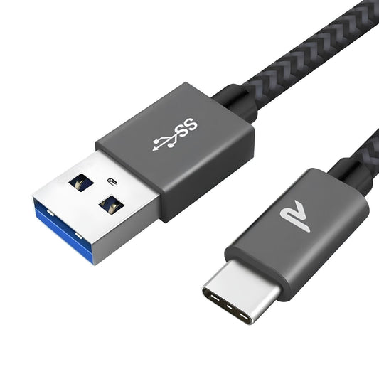 Rampow USB-C Fonott Adatkábel 2m Szürke - Gyorstöltés és Adatátvitel