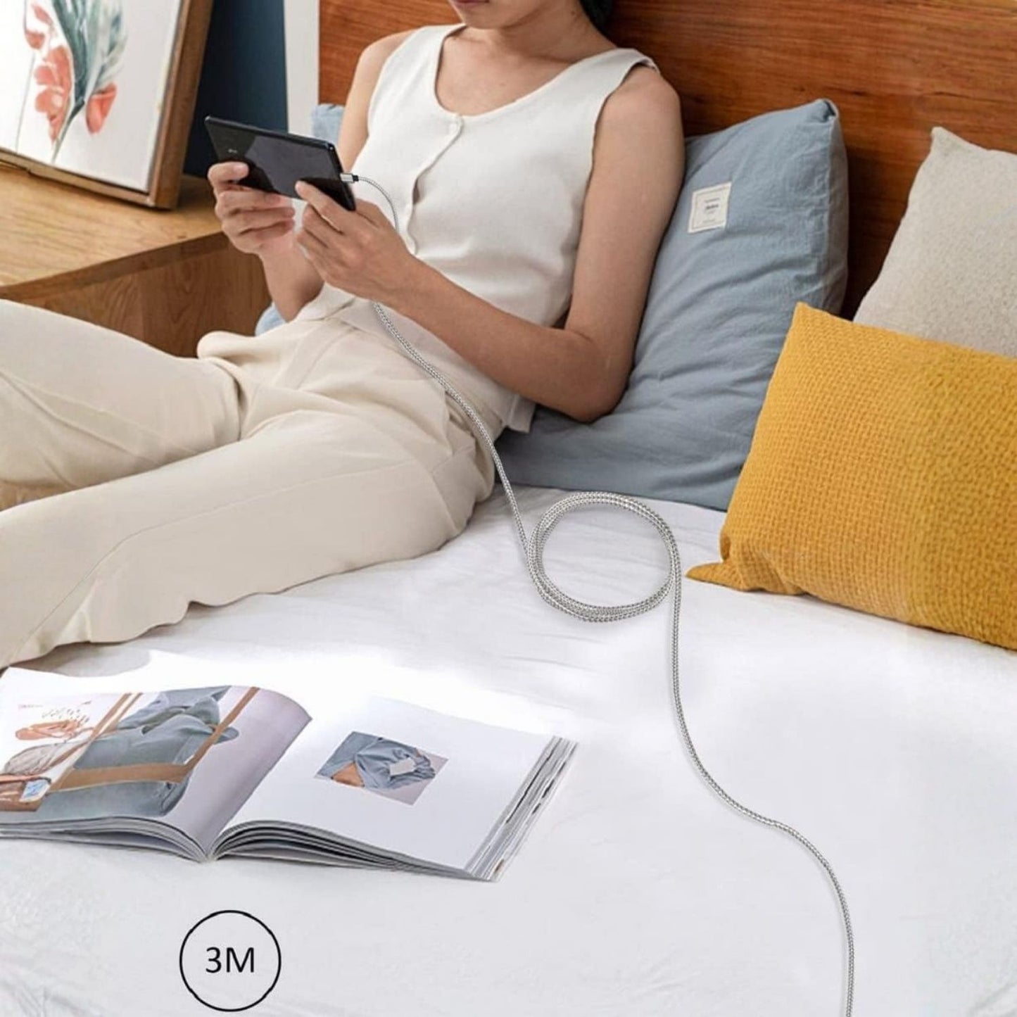 iPhone Töltőkábel 4 db - 1 m, Fonott Nylon, Fehér-Szürke, Lightning Kábel Szett