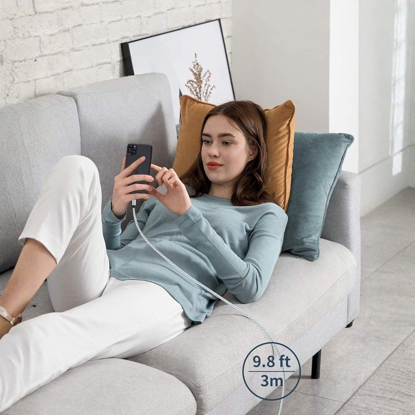 iPhone Töltőkábel 4 db - 1 m, Fonott Nylon, Fehér-Szürke, Lightning Kábel Szett