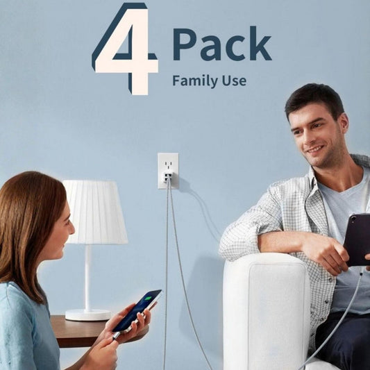 iPhone Töltőkábel 4 db - 1 m, Fonott Nylon, Fehér-Szürke, Lightning Kábel Szett
