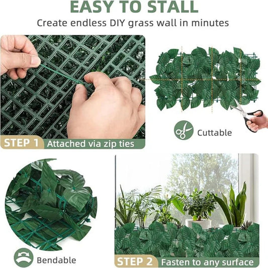 Sötétzöld Mű Leveles Kerítésborítás - 25×50 cm, UV-Álló Kerti Takaró