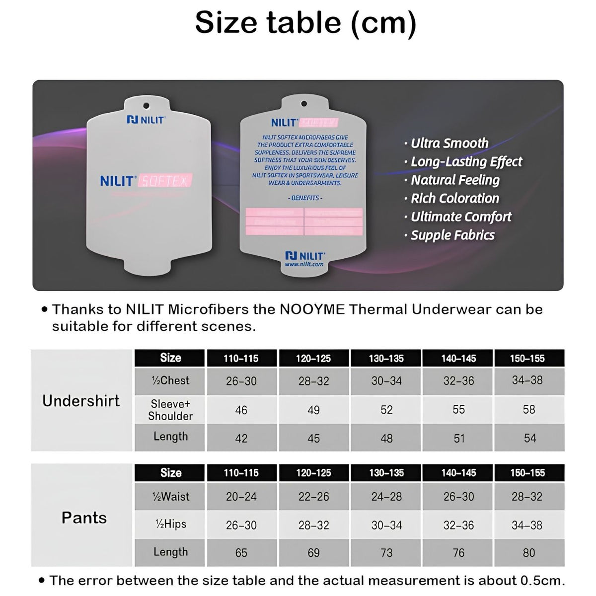 NOOYME Gyerek Téli Thermo Ruha Szett - Meleg Alsó és Felső, Fekete 140-145 cm