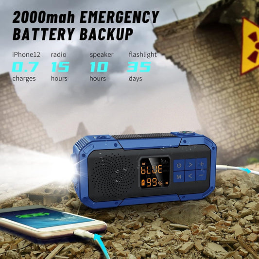 Multifunkciós Hordozható Rádió - Bluetooth, Powerbank, Napelemes, Vészlámpa