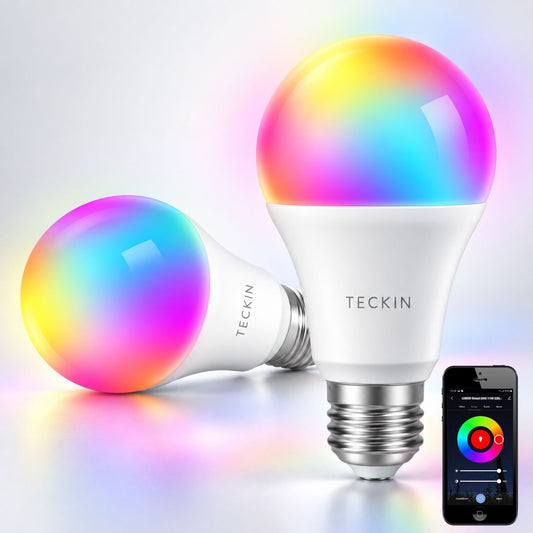 Teckin SB50 okos LED izzó RGB színekben, két izzó és vezérlő alkalmazás telefonon
