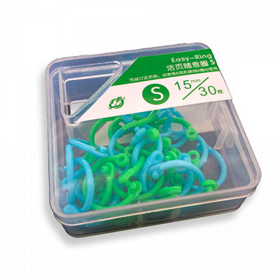 EASY RING lefűző gyűrű készlet 30 db – 15 mm műanyag gyűrűk, kék-zöld - Maxihome