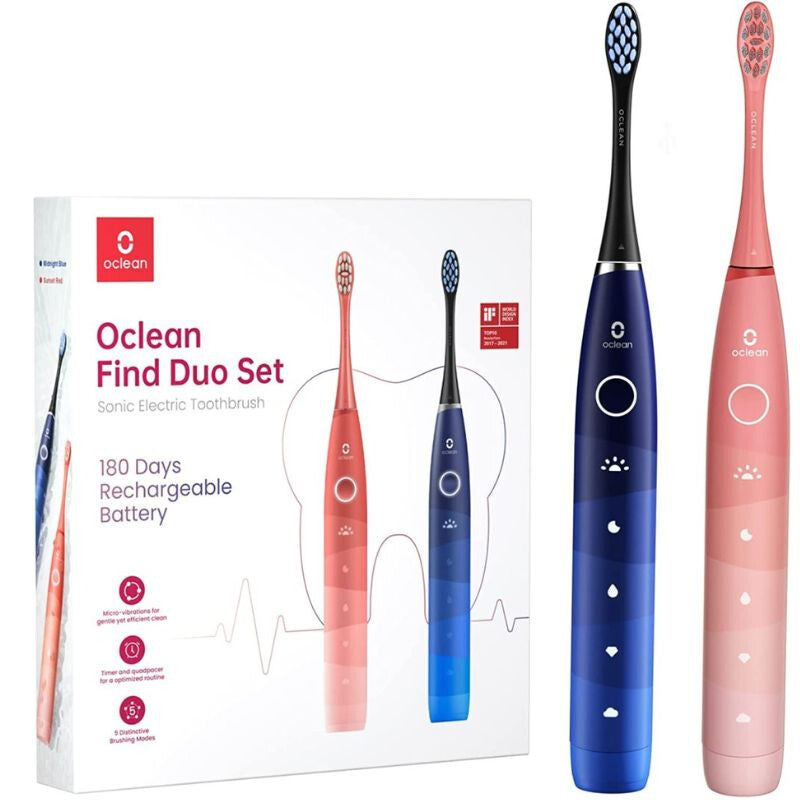 Oclean Find Duo Elektromos Fogkefe Szett – 2 Darabos, Kék és Piros - Maxihome