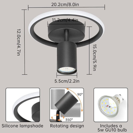 Ketom LED Fali Forgatható Lámpa 4000K 17W - Fekete - Maxihome