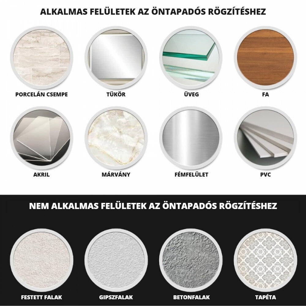 7Simplex öntapadós törölközőtartó – alkalmas és nem alkalmas felületek