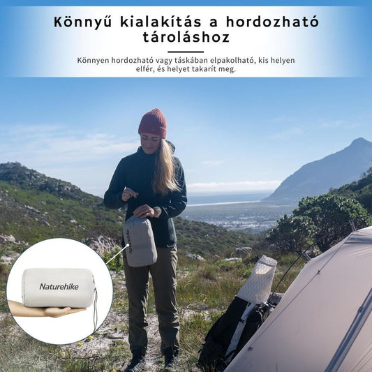 Naturehike Könnyen Felfújható Kempingmatrac – 3,5 cm Vastag, Ultrakönnyű (490 g), Téglalap Forma, Világosszürke