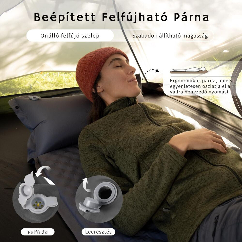 Naturehike Könnyen Felfújható Kempingmatrac Beépített Párnával – 6 cm Vastag, Összekapcsolható