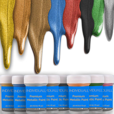 Metál Akrilfesték Szett (8x20 ml) – Fémes Hatású Festék Fa, Fém, Üveg és Vászon Felületekre