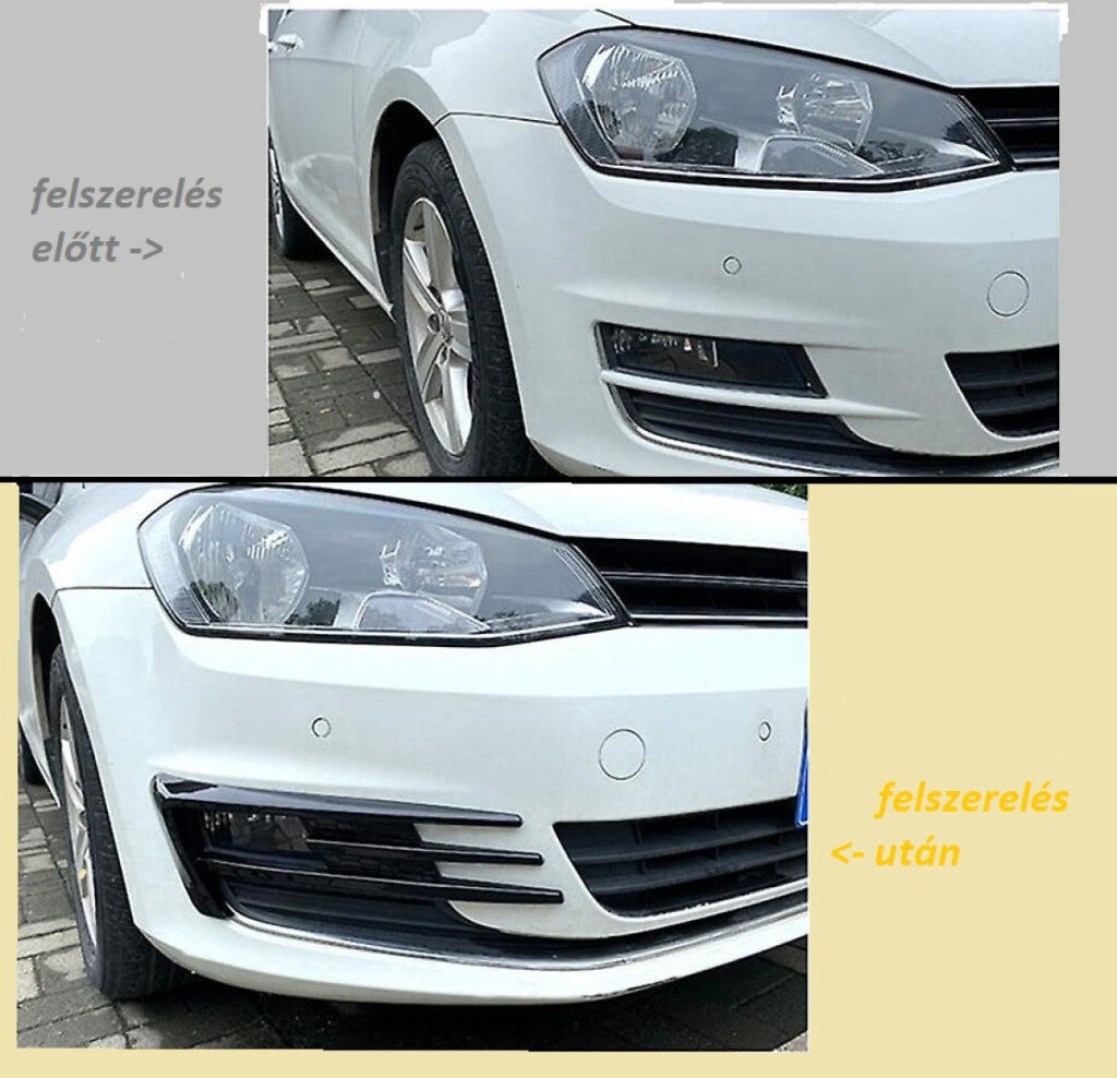 VW Golf 7 lökhárítója a ködlámpa dísz felszerelése előtt és után