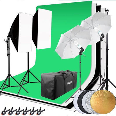 Hakutatz Professzionális Fotóstúdió Szett – Softbox Világítás, Háttérrendszer, Lámpaállványok és Táska - Maxihome