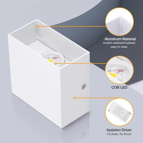 OOWOLF Modern Fali Lámpa, LED Világítás 2db Fehér - Maxihome