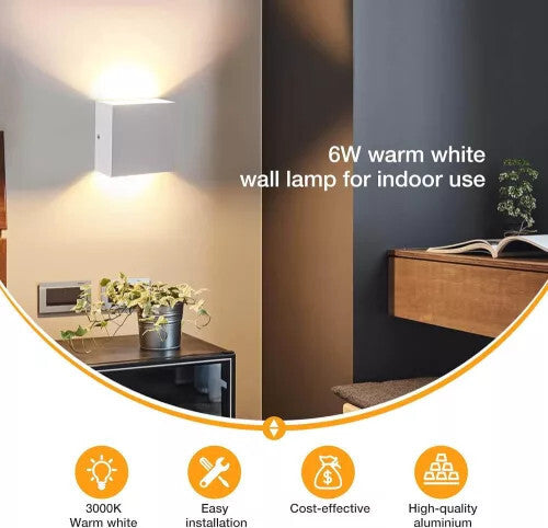 OOWOLF Modern Fali Lámpa, LED Világítás 2db Fehér - Maxihome