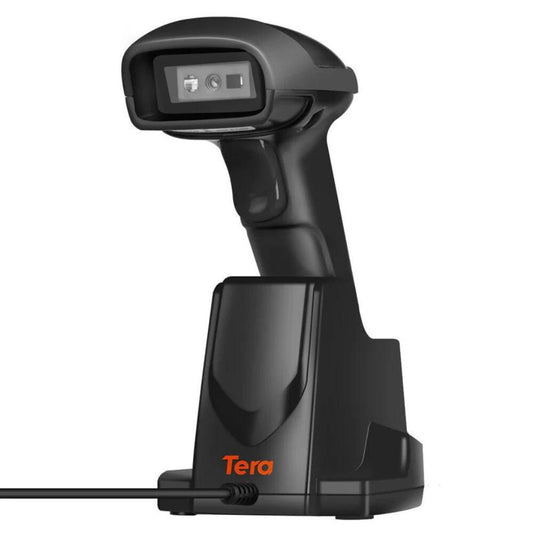 Tera D6100 Vezeték Nélküli 2D Vonalkódolvasó Töltőállvánnyal – Fekete, Gyors és Precíz QR és 1D/2D Kódolvasás - Maxihome