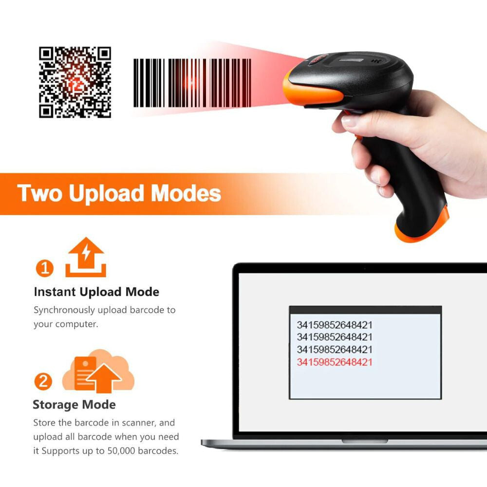 Tera vezeték nélküli 1D/2D QR- és vonalkód olvasó állvánnyal (narancs) - Maxihome