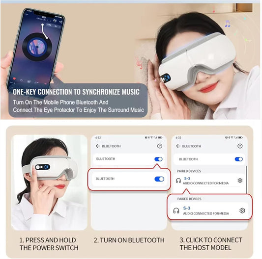 BLux Szemmasszírozó Készülék - Bluetooth Zenelejátszó, Melegterápia, Rezgő Masszázs - Maxihome