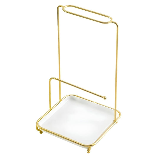 Elegáns Ékszertartó Állvány Szett – Asztali Ékszer Tároló 2 db 16,5x28 cm – Arany-Fehér