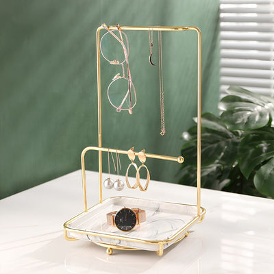 Elegáns Ékszertartó Állvány Szett – Asztali Ékszer Tároló 2 db 16,5x28 cm – Arany-Fehér
