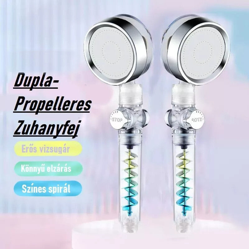 Blux Zuhanyrózsa Dupla Propellerrel - Szűrős, Forgó, Víztakarékos Kialakítás - Maxihome