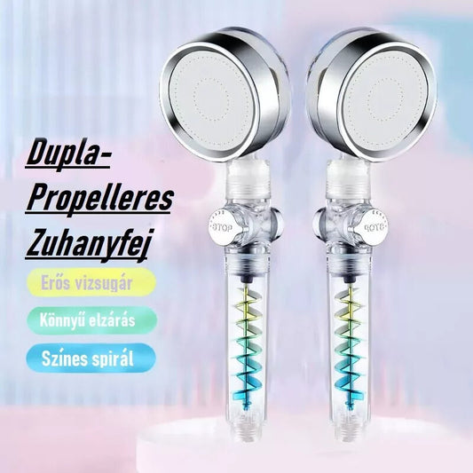 Blux Zuhanyrózsa Dupla Propellerrel - Szűrős, Forgó, Víztakarékos Kialakítás - Maxihome