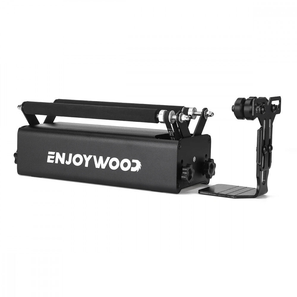 Enjoywood R3 Pro forgótengely fekete alumínium házzal és állítható tartókarral, oldalnézet