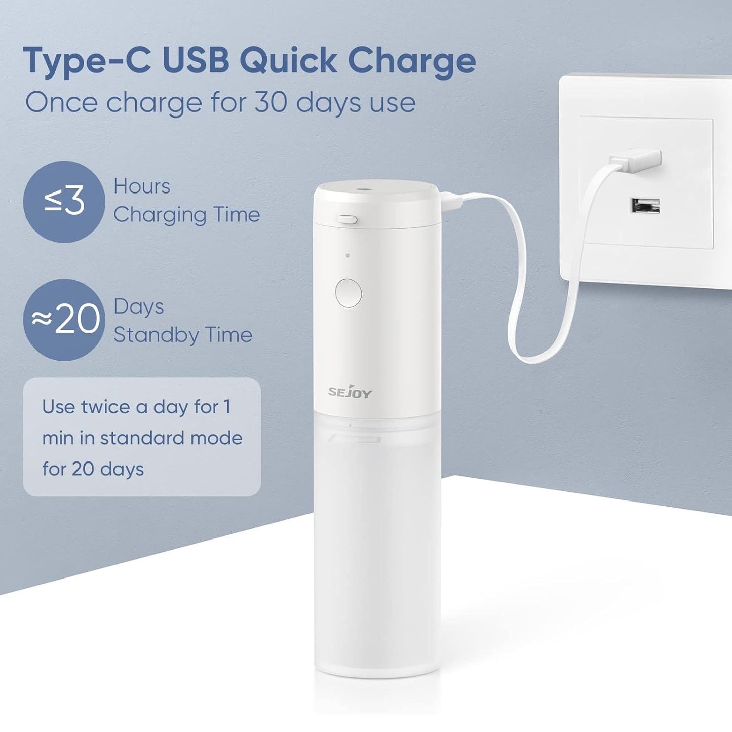 Elektromos Szájzuhany és Fogköztisztító Irrigátor - USB-C Tölthető, 3 Tisztítási Mód