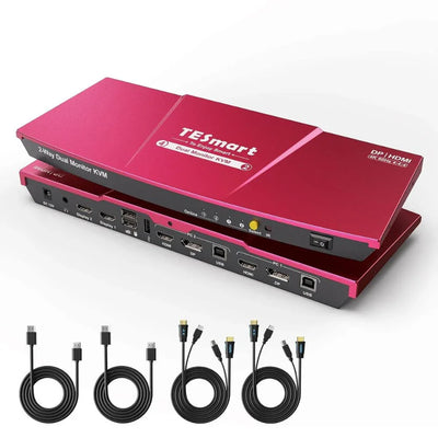 TESmart Dual Monitor KVM Switch – 4x2 (2 PC / 2 Monitor) UHD 4K@60Hz, EDID - Maxihome