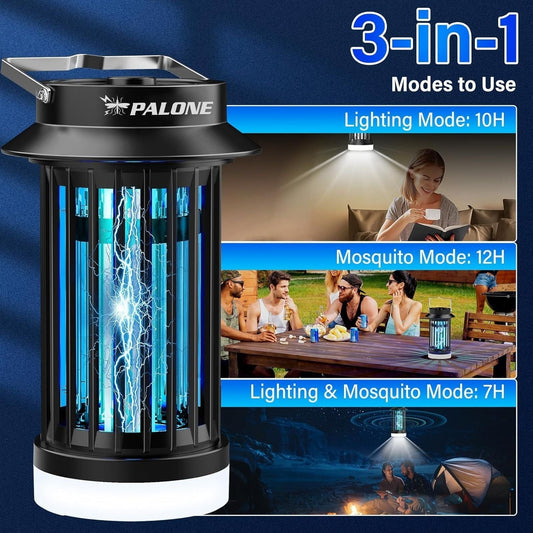 PALONE MWS-091 Elektromos UV Szúnyogirtó Lámpa – 2 az 1-ben Kempinglámpa és Rovarcsapda, Akár 100 m²