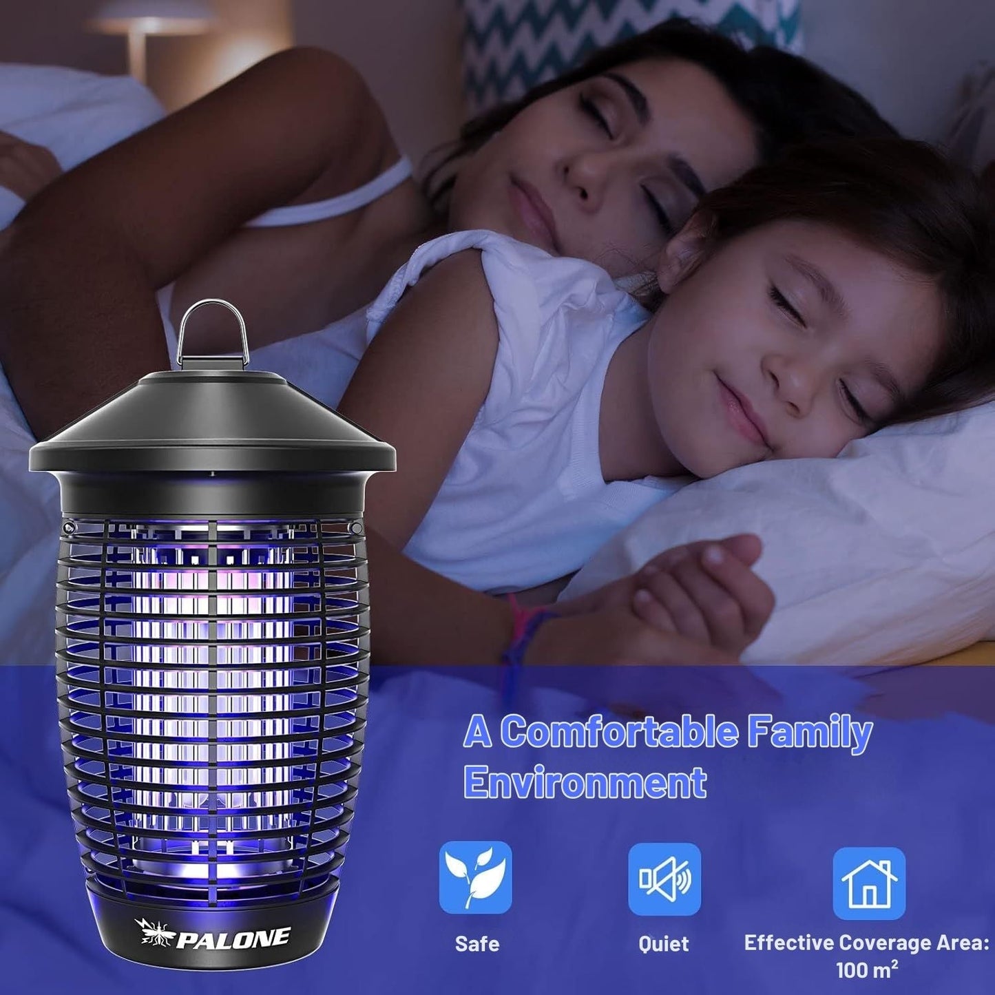 PALONE LT806 Elektromos Rovarcsapda UV Fénnyel - Szúnyogirtó Lámpa, 20W, 4500V, IPX4, 100 m²