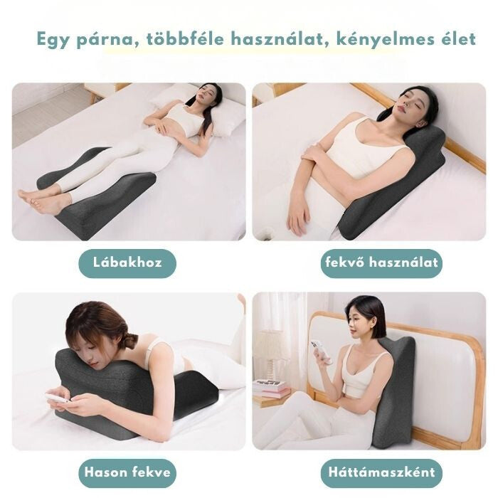 Blux Memóriahabos Multifunkciós Támasztó Párna – Háttámasz, Relax és Hason Fekvő Használatra (65×46×26 cm, Sötétszürke) - Maxihome