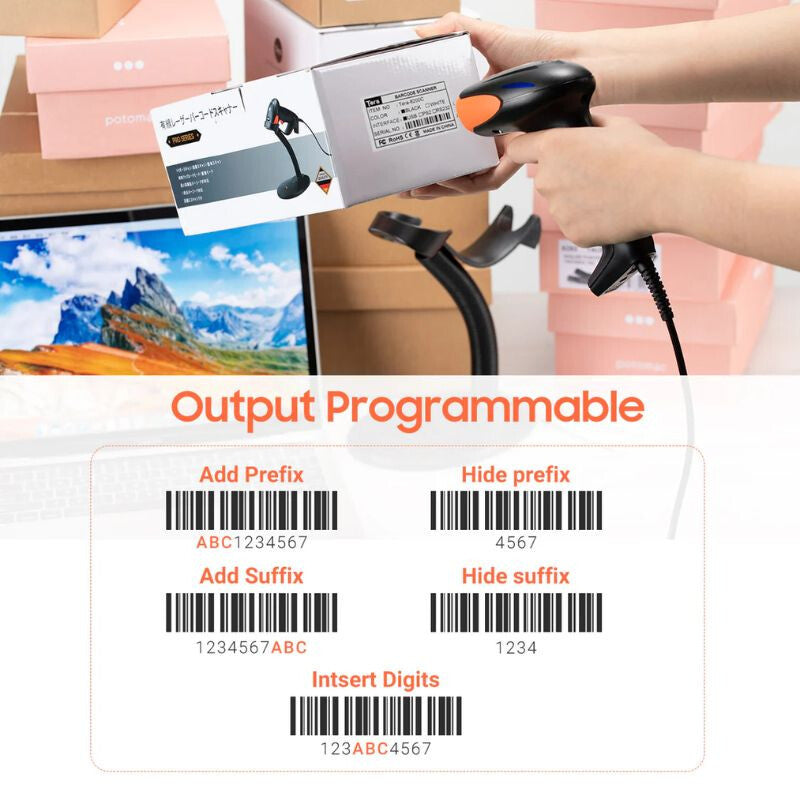 Tera 6900 1D Lézeres USB Vonalkódolvasó Intelligens Állvánnyal – Gyors és Precíz Szkennelés - Maxihome