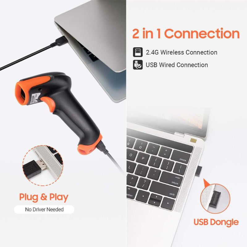 Tera 8200 Vezeték Nélküli 1D Vonalkódolvasó Állvánnyal – 2.4G és USB Csatlakozás, 2500 Pixel Felbontás, Gyors és Precíz Szkennelés - Maxihome