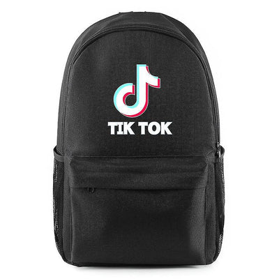 Fekete TikTok Mintás Hátizsák - Trendi és Praktikus - Maxihome