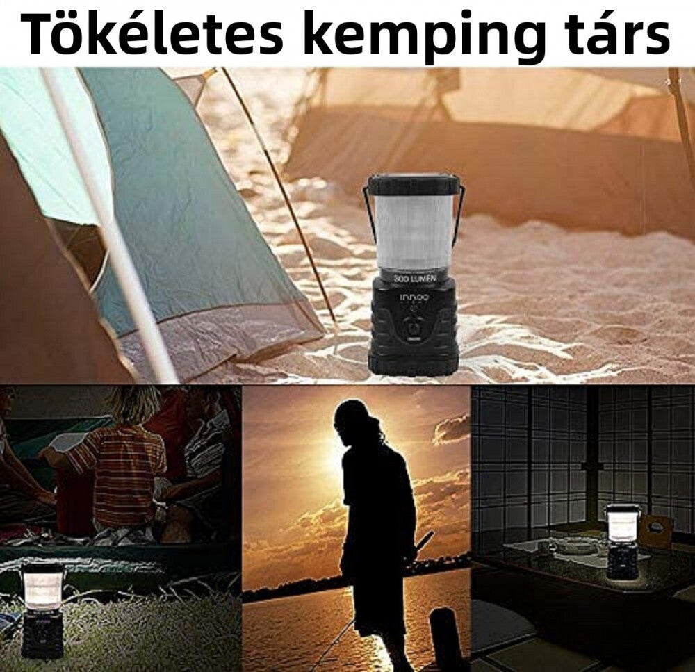 Innoo kempinglámpa sátorban, strandon és esti kiránduláson használva