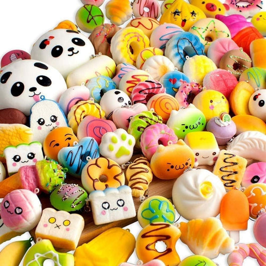 Squishy 30 db-os Stresszoldó Plüssfigura Csomag - Kulcstartóra, Táskára Rögzíthető