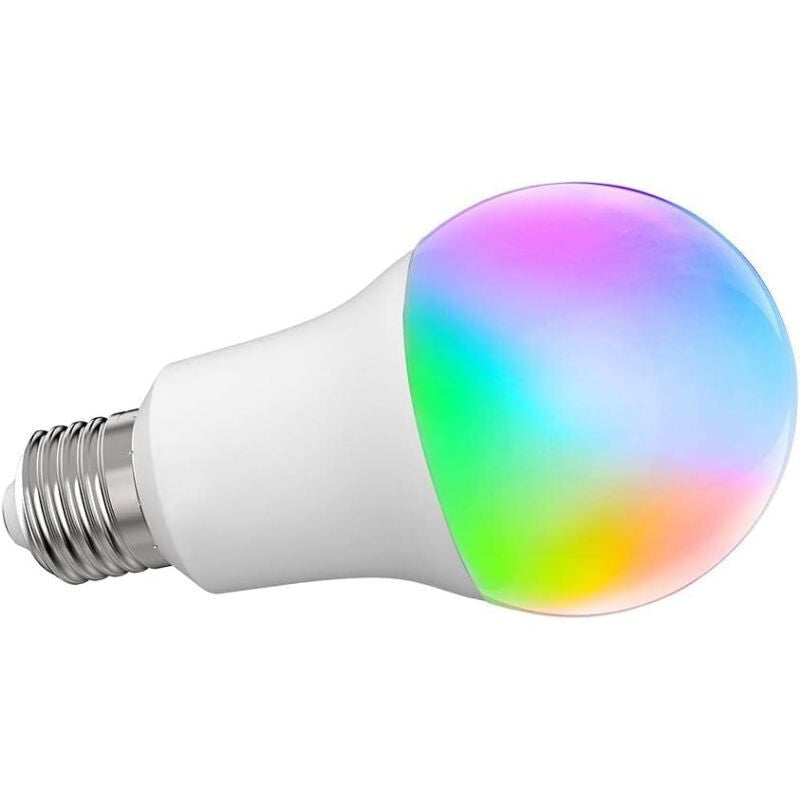Színes fénnyel világító RGB okos izzó E27 foglalattal, oldalnézetből