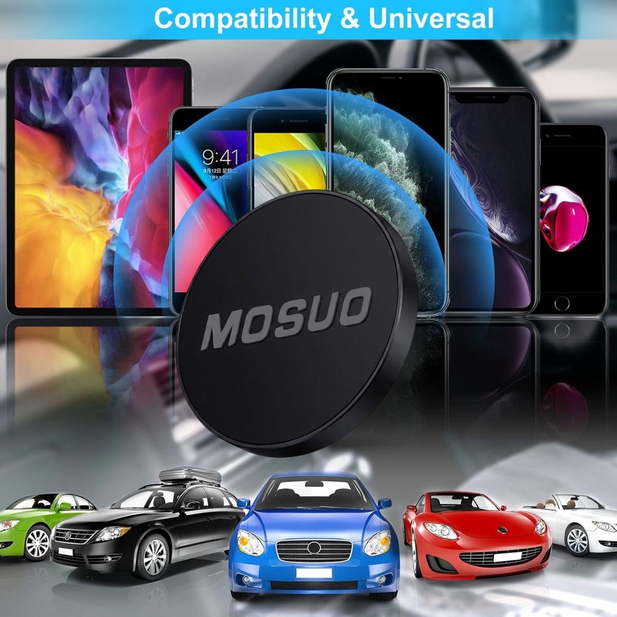 MOSUO Univerzális Mágneses Telefontartó – Autóba, Falra és Asztalra Rögzíthető Mobil Tartó